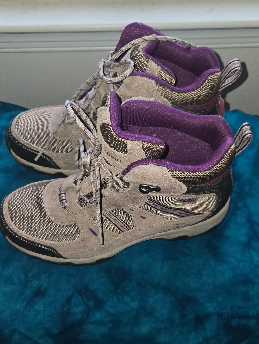 L.L. Bean Taupe and Purple Lace-Up Women's Hiking Boots